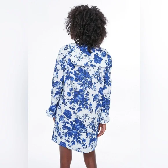 Tuckernuck Blue and White Floral Long-Sleeve Mini Dress with Black Bow - Picture 3 of 16